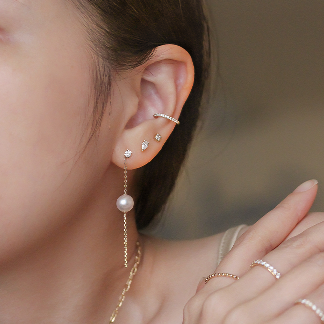 Pearl chain drop earrings